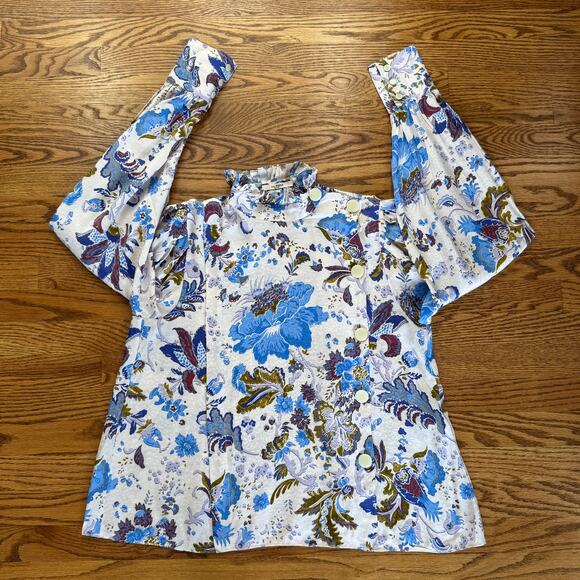 Isabel Marant Étoile Floral Side Button Long Sleeve EU 34/US 4  Shirt MSRP $490 - Picture 7 of 11